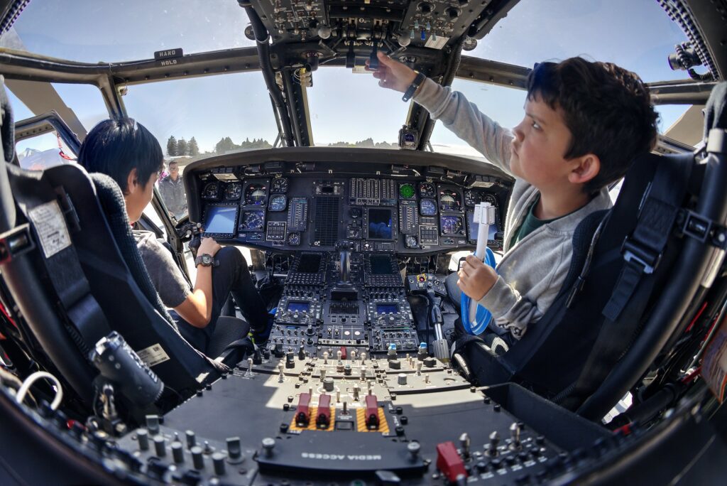 Boys acting their pilot dream
